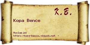 Kopa Bence névjegykártya